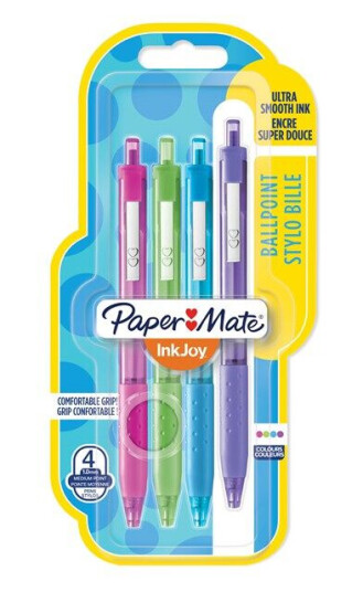 Paper Mate InkJoy 300RT Retractable Ballpoint Pens Medium Point 1.0mm Assorted Fun Colours 4 Count Paper Mate InkJoy 300RT Retractable Ballpoint Pens Medium Point 1.0mm Assorted Fun Colours 4 Count