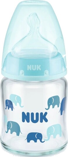 Nuk Tåteflaske Glass Med Temperaturindikator 0-6 Mnd 120ml Blå Nuk Tåteflaske Glass Med Temperaturindikator 0-6 Mnd 120ml Blå