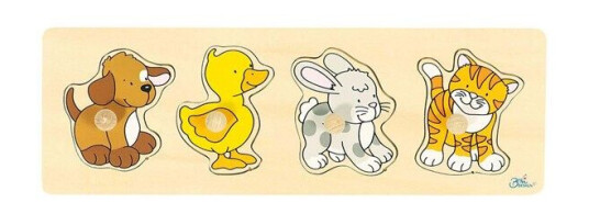 Goki Wooden Bubble Puzzle Dog Duck Rabbit Cat