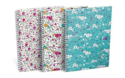 OXFORD Floral Notatbok A5 Linjert 60 ark 90g ass.