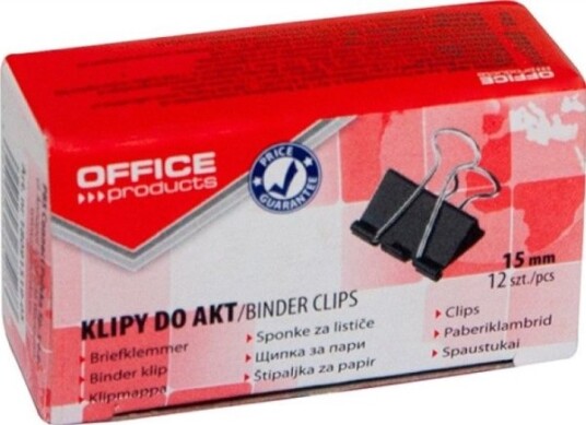 Office Products Klipy Do Dokumentów 15Mm 12 Szt. Svart