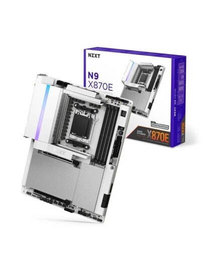 NZXT N9 X870E Hovedkort ATX med AMD AM5, DDR5, WiFi 7 og USB 4 - Hvit NZXT N9 X870E Hovedkort ATX med AMD AM5, DDR5, WiFi 7 og USB 4 - Hvit