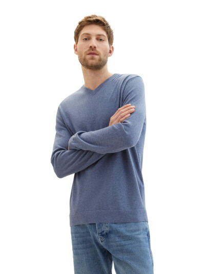 Tom Tailor Basic V-Neck Knit - Navy - XXL Tom Tailor Basic V-Neck Knit - Navy - XXL