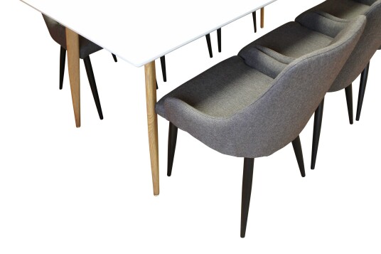 Venture Design Polar & Plaza spisegruppe Hvit/grå 6 st stoler & bord 180 x 90 cm