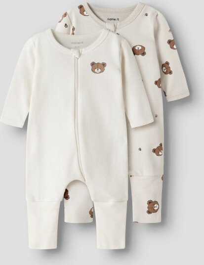 Name It Nbnnightsuit 2P Zip Ff Pumice Bear Noos Cream 92