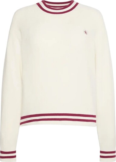Calvin Klein Jeans Woven Label Crewneck Sweater Cream S