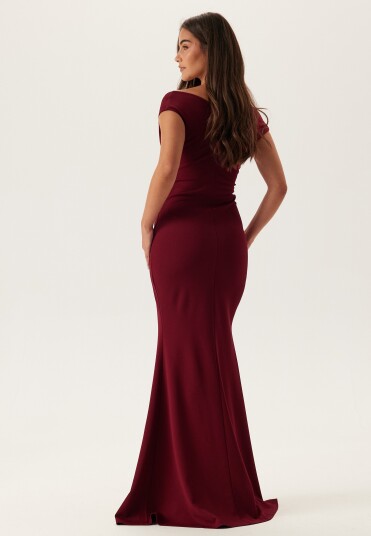Goddiva Bardot Pleat Maxi Dress Goddiva Bardot Pleat Maxi Dress