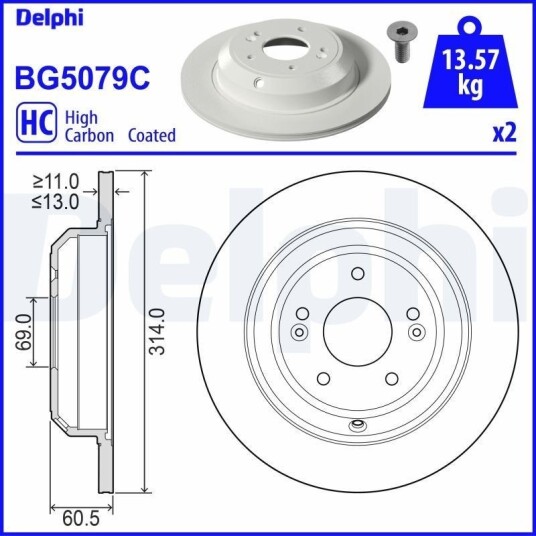 DELPHI BG5079C Bremseskive
