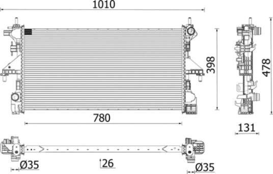 Radiator MAHLE ORIGINAL CR 2631 000P Radiator MAHLE ORIGINAL CR 2631 000P