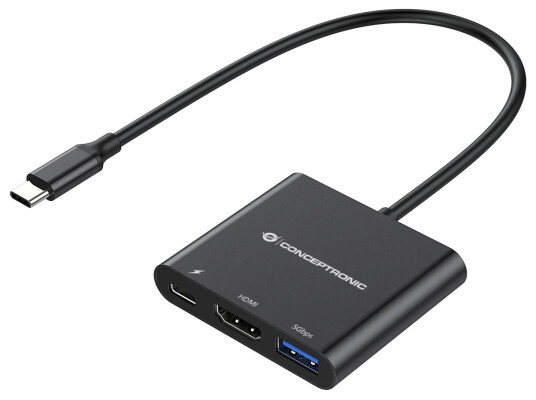 Conceptronic DONN01B 3 i 1 dokkingstasjon USB A HDMI USB C Svart Conceptronic DONN01B 3 i 1 dokkingstasjon USB A HDMI USB C Svart