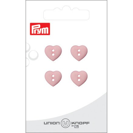 Prym plastknapp hjerte rosa 12 mm 2 hull 4 stk