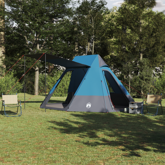 Camping Telt med tak med lagring Blå 482 x 360 x 227 cm taft Camping Telt med tak med lagring Blå 482 x 360 x 227 cm taft