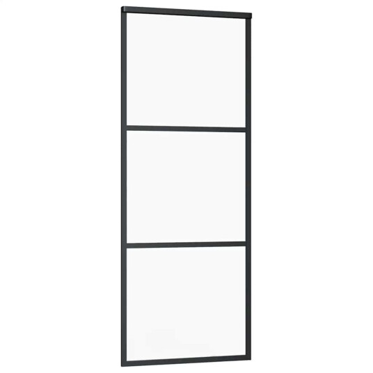 vidaXL Skyvedør med monteringssett svart 76x205 cm ESG-glass