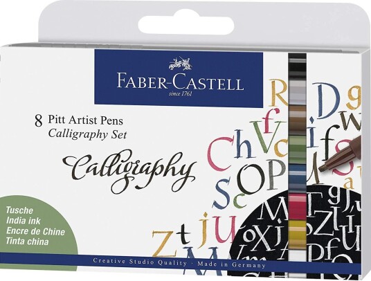 Faber-Castell - Pitt Artist Pen Calligraphy India ink pen, set of 8 (167508)