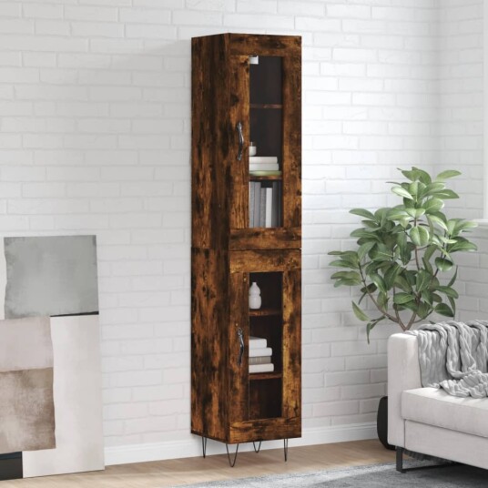 vidaXL Highboard røkt eik 34,5x34x180 cm konstruert tre 8720845488840
