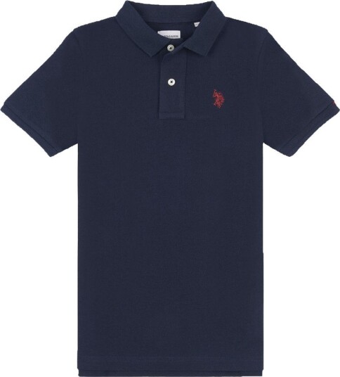 Us Polo Kids Dhm Pique Polo Dark Sapphire Navy / Haute Red 12 13 Skjorter