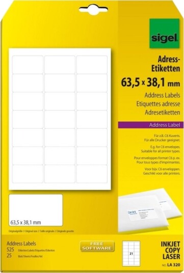 Sigel La320 Hvit Ikke Klebende Dvd Innleggspapir A4 Universell Avrundet Rektangel 6,35 Cm