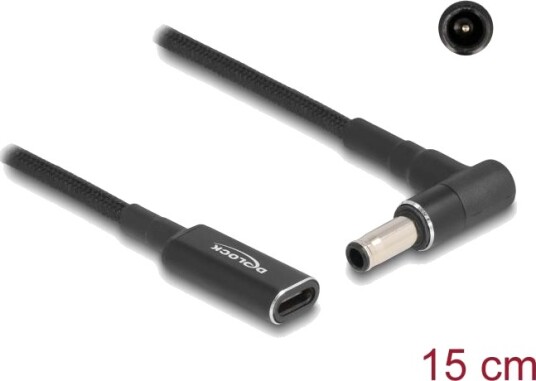 Delock strømadapter - 24 pin USB-C til 5,5 x 3,0 mm DC-jakk - 15 cm