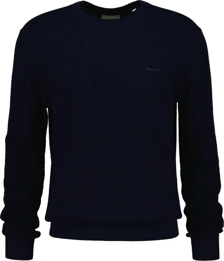 Gant Herringbone Textured C Neck   EVENING BLUE   XXL