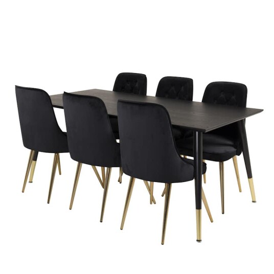 Venture Home Spisegruppe Venture Home Dipp med 6 Velvet Deluxe Fløyel Stoler GR19343