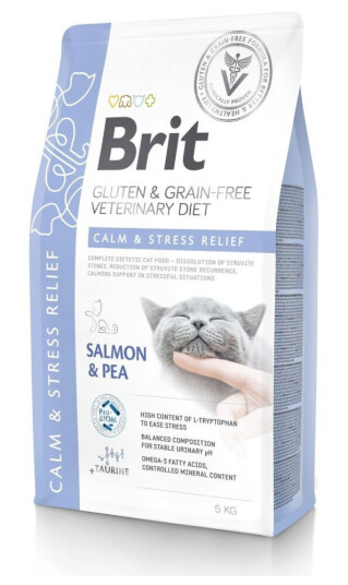 Brit Veterinary Diet Cat Grain Free Calm & Stress Relief Salmon & Pea 5 kg 