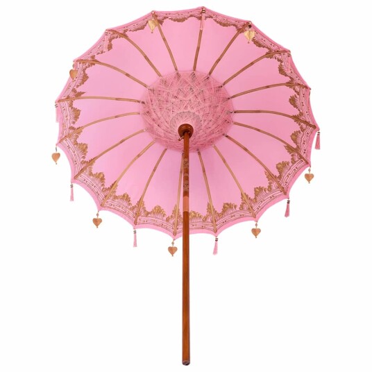 vidaXL Balinesisk Parasol Rosa 185 x 185 x 260 cm