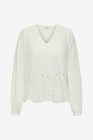 JDY - Bluse jdyMiley L/S Anglaise Top Wvn - Hvit