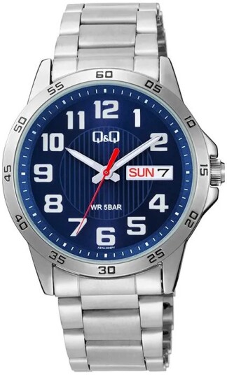 Q&Q Herreklokke A37A 003PY Blå/Stål Ø42 mm