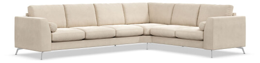 Ocean Lyx 5 seters Vendbar L formet Hjørnesofa i Fløyel   Beige