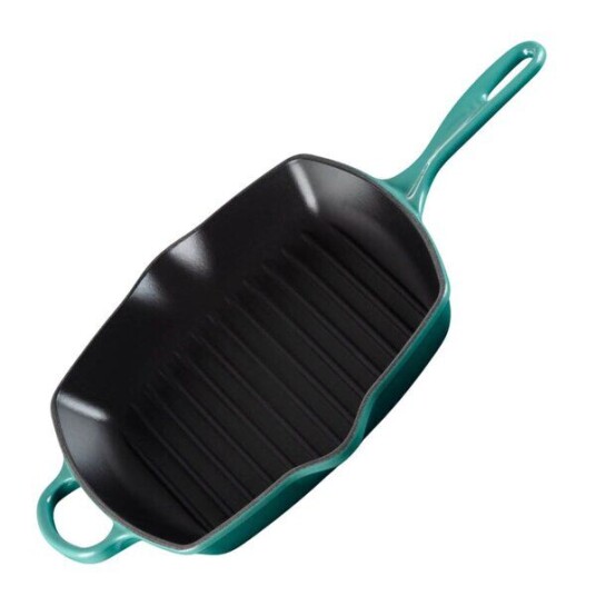 Le Creuset Signature kvadratisk grillpanne i støpejern 26 cm Bleu Riviera