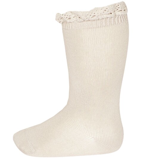 Condor Knestrømper m. Blonder Beige 1 2 år 80 92 Sokker Hvit