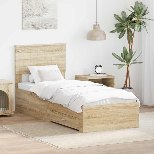 Sengestamme Sonoma Eik og Sølv 75 x 190 cm Konstruert tre