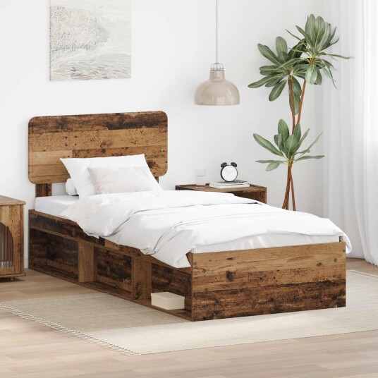 Sengestamme med hodegjerde Gammelt tre 100 x 200 cm Massiv furu