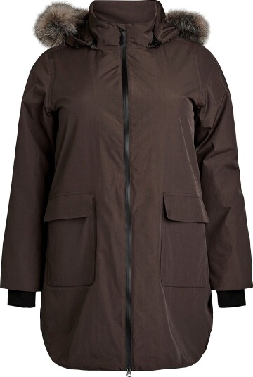 Zizzi   Kåpe Mweather L/S Coat   Brun