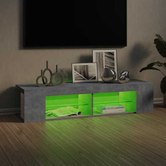 vidaXL TV-benk med LED-lys betonggrå 135x39x30 cm