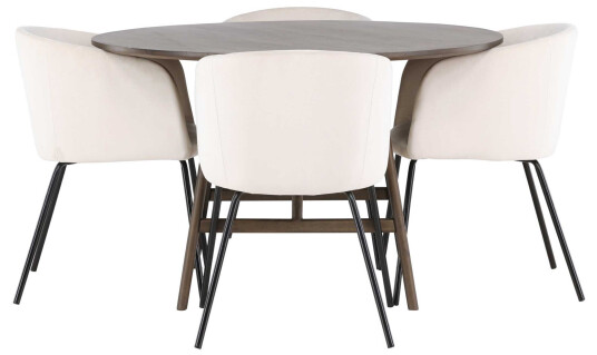 Venture Design Kaseindon & Berit spisegruppe Beige/mørkebrun 4 stoler & bord 100 cm