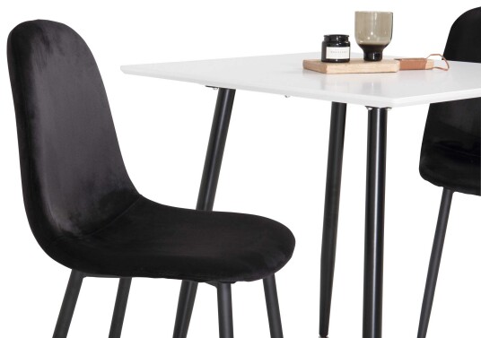 Venture Design Polar & Polar spisegruppe Hvit/svart 2 st stoler & bord 75 x 75 cm