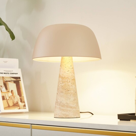 Lindby bordlampe Magritt beige metall stein 41 cm