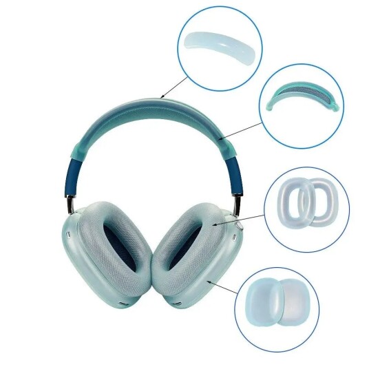 INCOVER AirPods Max Fleksibelt Silikondeksel med Bøylebeskyttelse - Gjennomsiktig / Blå