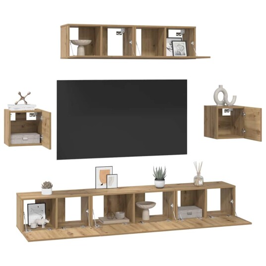 TV benksett 7 pcs artisan eik 80 x 30 x 30 cm Konstruert tre TV benksett 7 pcs artisan eik 80 x 30 x 30 cm Konstruert tre