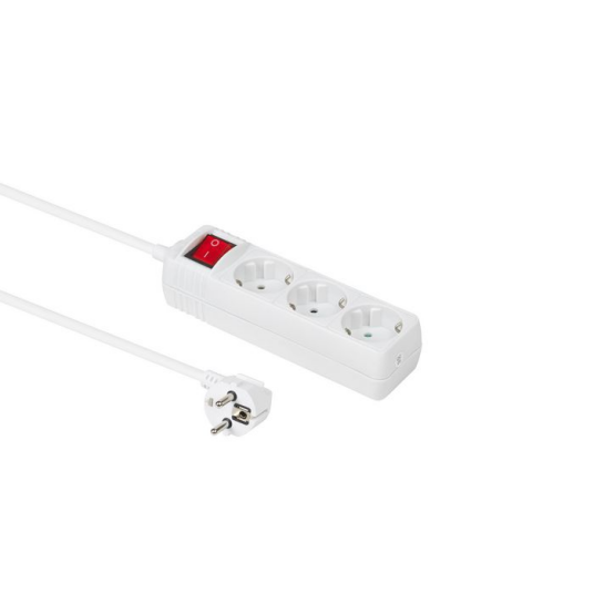MicroConnect Grenuttak Schuko 3 Veis Med Bryter 5m Hvit