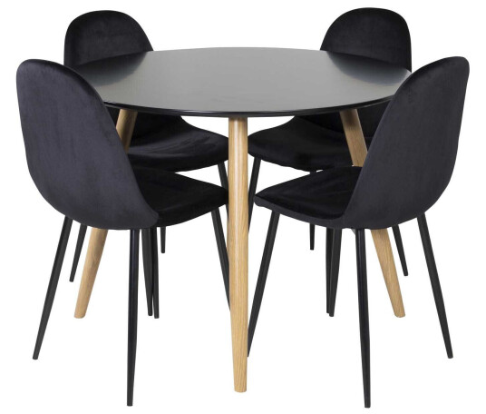 Venture Design Plaza & Polar spisegruppe Svart/svart 4 st stoler & bord 100 cm