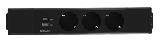 DELTACO OFFICE Under-desk Outlet,3 outlets,1x21W A+C USB,GST18 caps