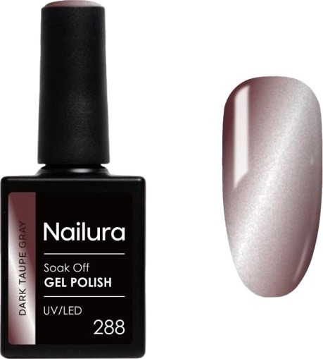 Nailura Gelpolish 288 – Mørk taupegrå – Metallisk glans