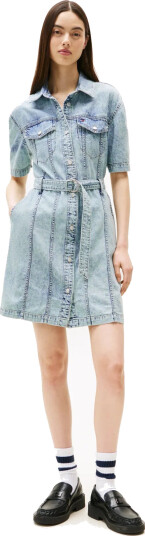 Tommy Jeans Belted Ss Trucker Denim Dress Blue S