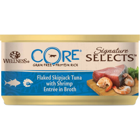 Cat Adult Signature Selects Flaked Tuna & Shrimps In Broth Wet 79G X 24