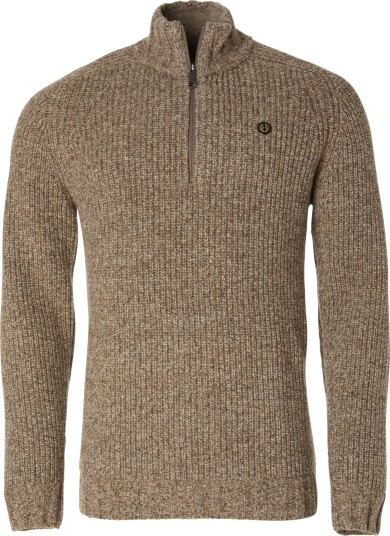 Chevalier Men's Groby Half Zip Wool Pullover Saddle Brown Neps M Chevalier Men's Groby Half Zip Wool Pullover Saddle Brown Neps M