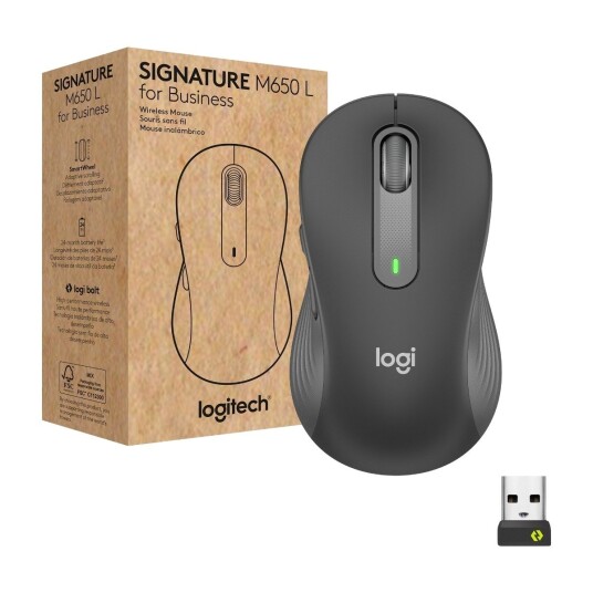 Logitech Signature M650 Optisk Trådløs Mus 5 Knapper - Svart for Kontor