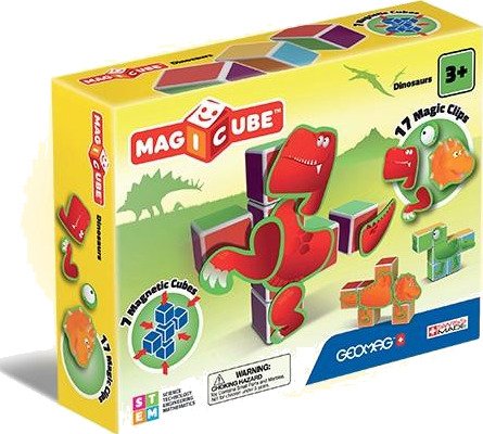 Geomag Magicube Dinosaur Byggesett - 7 Magnetiske Klosser, 17 Klips - 3+ År