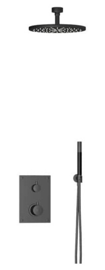 Tapwell Box7268 Takdusj Innbygging - Takmontert Svart Matt / 85mm Ø250mm (TA-9424903)